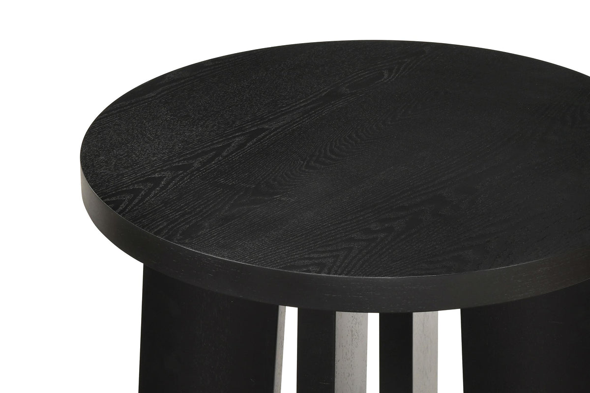 Strouse Black 3-Piece Round Coffee and End Table Set