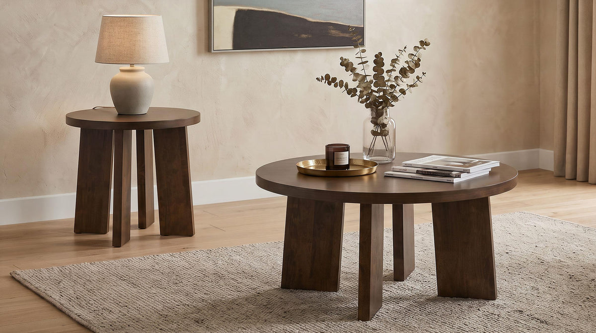 Strouse Dark Walnut Round Coffee Table