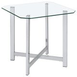 Cronin Chrome Square Tempered Glass Top Side End Table from Coaster - Luna Furniture