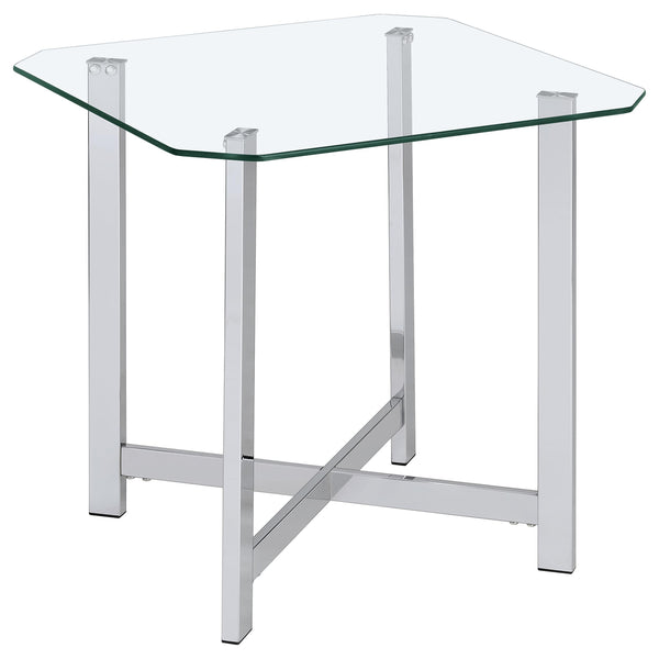 Cronin Chrome Square Tempered Glass Top Side End Table