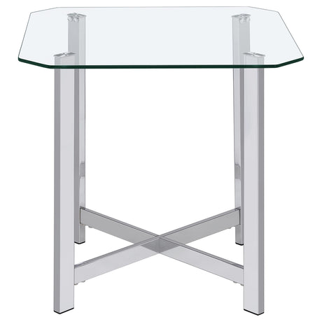 Cronin Chrome Square Tempered Glass Top Side End Table from Coaster - Luna Furniture