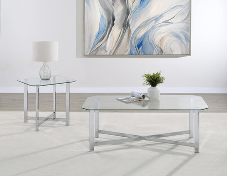 Cronin Chrome Square Tempered Glass Top Side End Table from Coaster - Luna Furniture