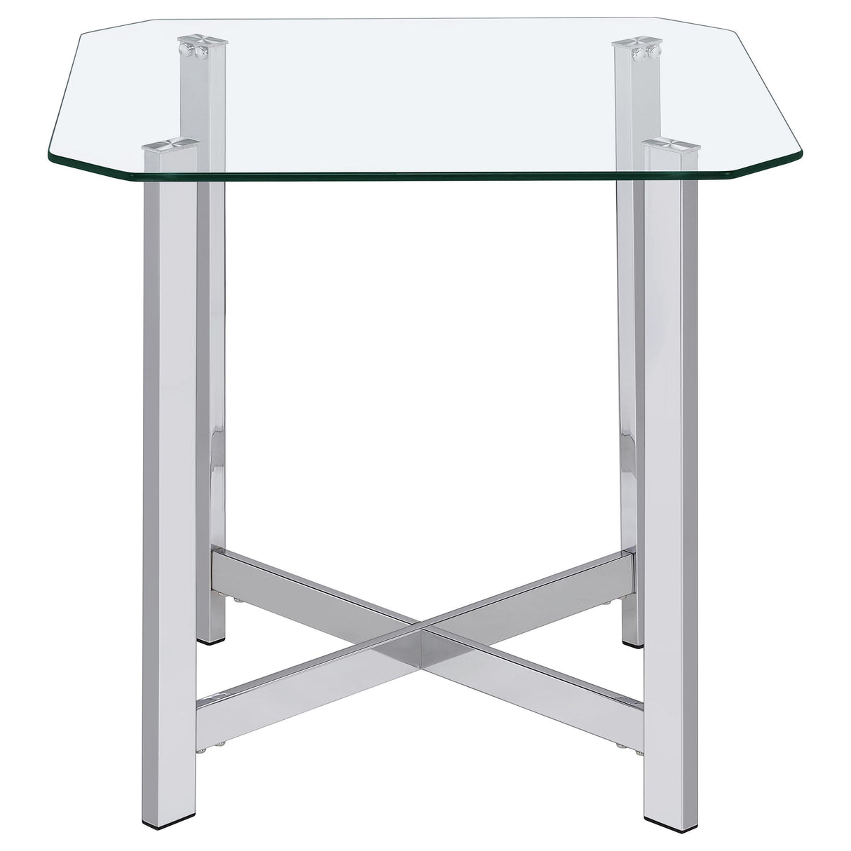 Cronin Chrome 3-piece Tempered Glass Top Coffee Table Set from Coaster - Luna Furniture