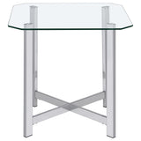 Cronin Chrome 3-piece Tempered Glass Top Coffee Table Set from Coaster - Luna Furniture
