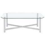 Cronin Chrome 3-piece Tempered Glass Top Coffee Table Set from Coaster - Luna Furniture