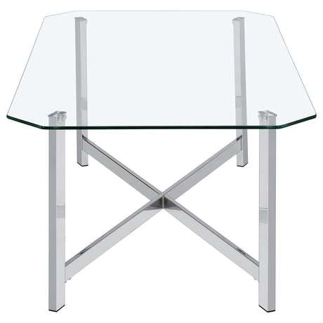 Cronin Chrome 3-piece Tempered Glass Top Coffee Table Set from Coaster - Luna Furniture