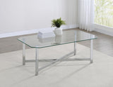 Cronin Chrome Rectangular Tempered Glass Top Cocktail Coffee Table from Coaster - Luna Furniture