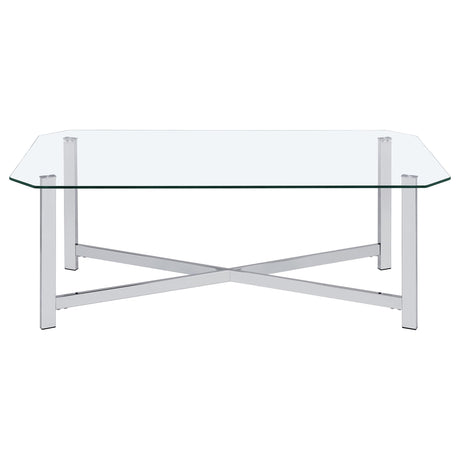 Cronin Chrome Rectangular Tempered Glass Top Cocktail Coffee Table from Coaster - Luna Furniture