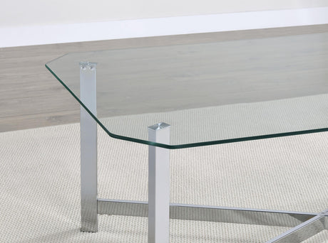 Cronin Chrome Rectangular Tempered Glass Top Cocktail Coffee Table from Coaster - Luna Furniture