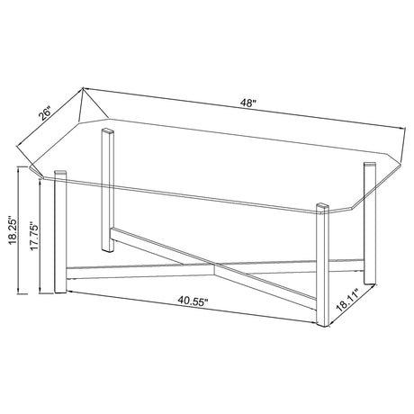 Cronin Chrome Rectangular Tempered Glass Top Cocktail Coffee Table from Coaster - Luna Furniture