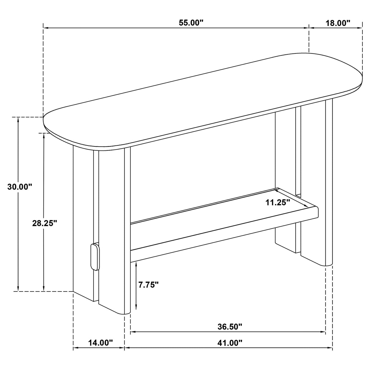 Kailani Beige Oak Coastal Sofa Console Table with Shelf from Coaster - Luna Furniture
