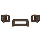 Pavone Dark Rustic Mango 3-Piece Coffee and End Table Set with Open Shelves from Coaster - Luna Furniture