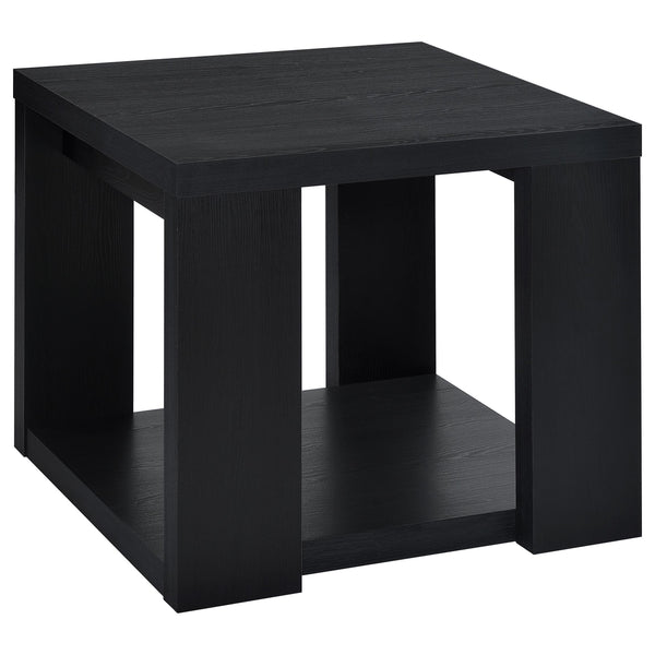 Pavone Black Square Storage End Table with Open Lower Shelf