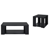 Pavone Black 2-Piece Transitional Coffee and End Table Set with Shelves from Coaster - Luna Furniture