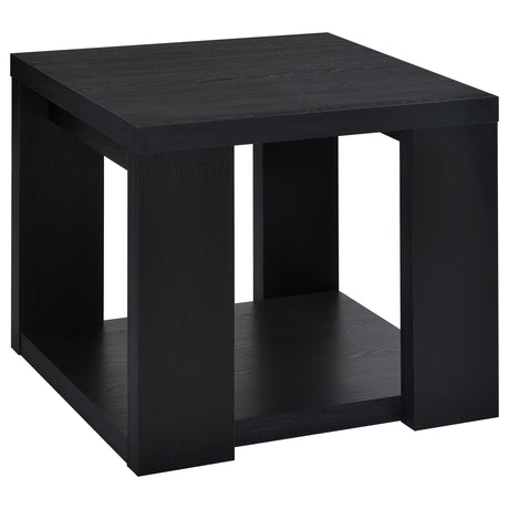 Pavone Black 2-Piece Transitional Coffee and End Table Set with Shelves from Coaster - Luna Furniture