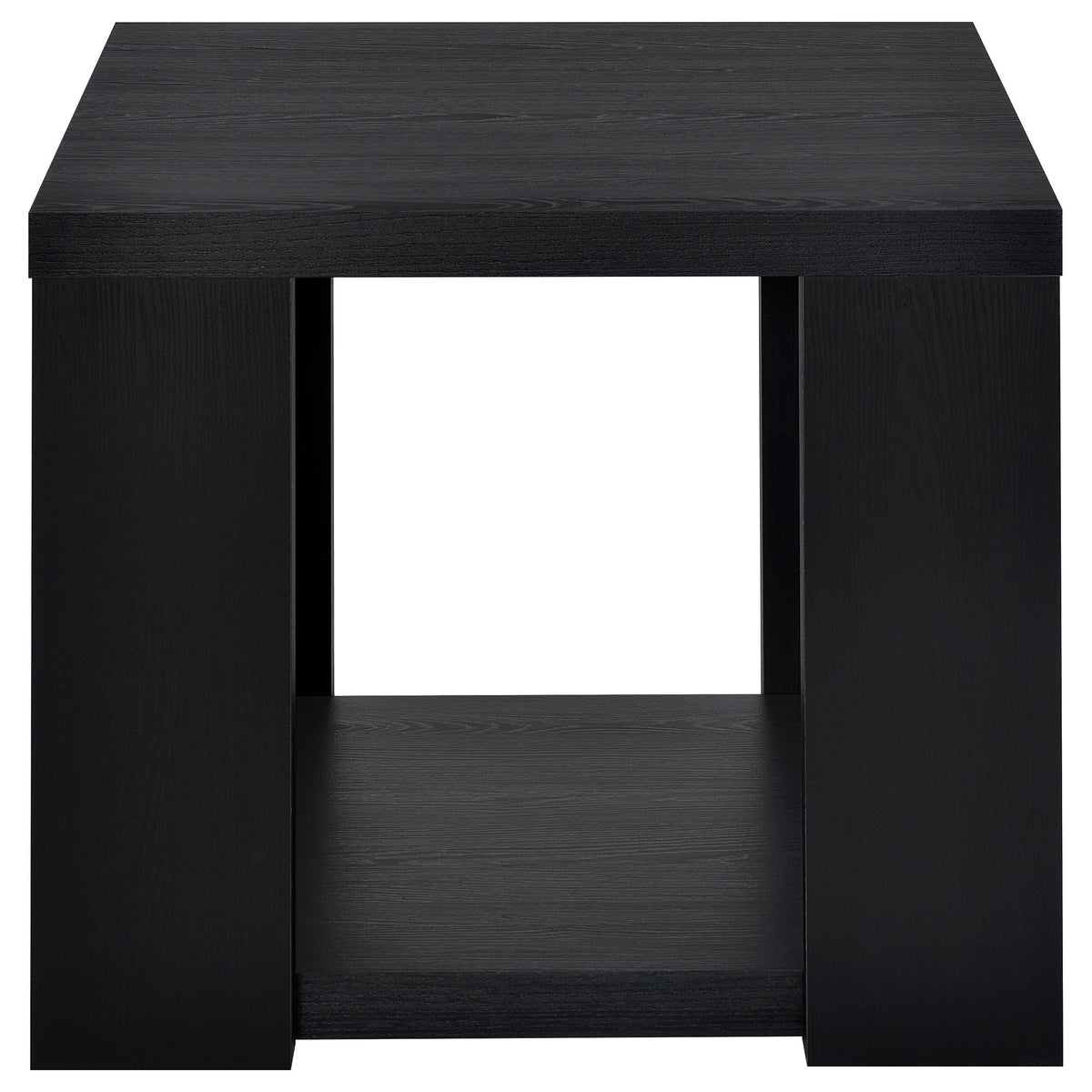 Pavone Black 2-Piece Transitional Coffee and End Table Set with Shelves from Coaster - Luna Furniture