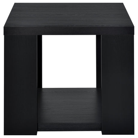Pavone Black 2-Piece Transitional Coffee and End Table Set with Shelves from Coaster - Luna Furniture