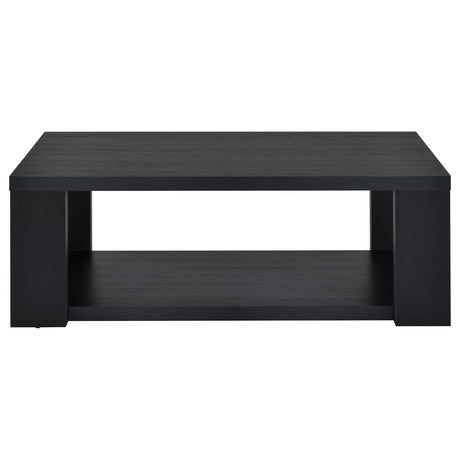 Pavone Black 2-Piece Transitional Coffee and End Table Set with Shelves from Coaster - Luna Furniture