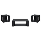 Pavone Black 3-Piece Transitional Coffee and End Table Set with Shelves from Coaster - Luna Furniture