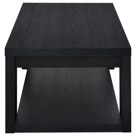 Pavone Black 3-Piece Transitional Coffee and End Table Set with Shelves from Coaster - Luna Furniture