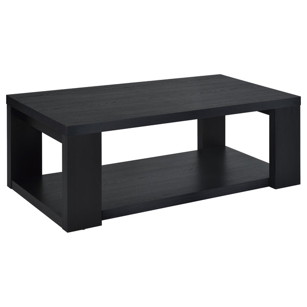 Pavone Black Rectangular Coffee Table with Open Lower Shelf