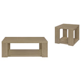 Pavone Latte 2-Piece Transitional Coffee and End Table Set with Shelves from Coaster - Luna Furniture