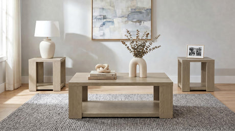 Pavone Latte 3-Piece Transitional Coffee and End Table Set with Shelves from Coaster - Luna Furniture