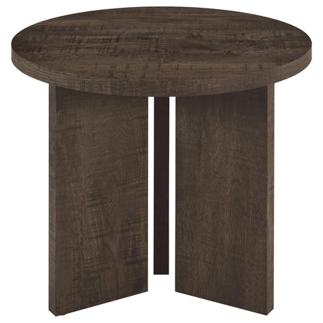 Aragon Dark Rustic Mango 2-Piece Round Coffee and End Table Set from Coaster - Luna Furniture