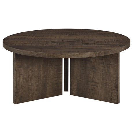 Aragon Dark Rustic Mango 3-Piece Round Coffee and End Table Set from Coaster - Luna Furniture