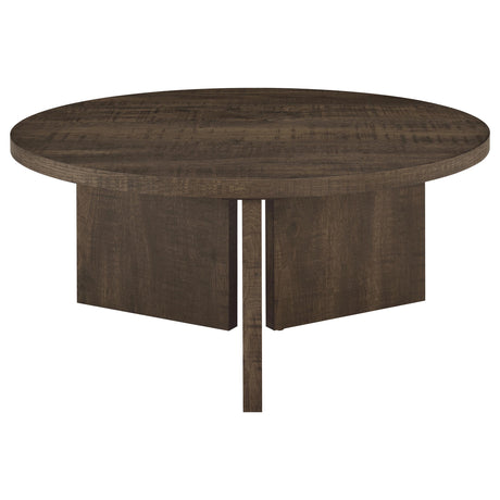 Aragon Dark Rustic Mango 3-Piece Round Coffee and End Table Set from Coaster - Luna Furniture