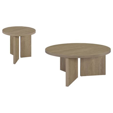 Aragon Latte 2-Piece Round Coffee and End Table Set from Coaster - Luna Furniture