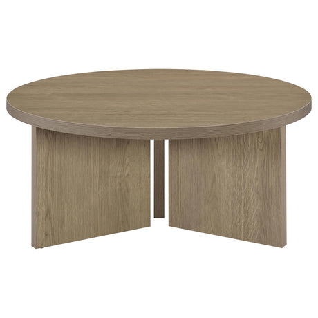 Aragon Latte 2-Piece Round Coffee and End Table Set from Coaster - Luna Furniture