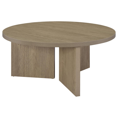 Aragon Latte 2-Piece Round Coffee and End Table Set from Coaster - Luna Furniture