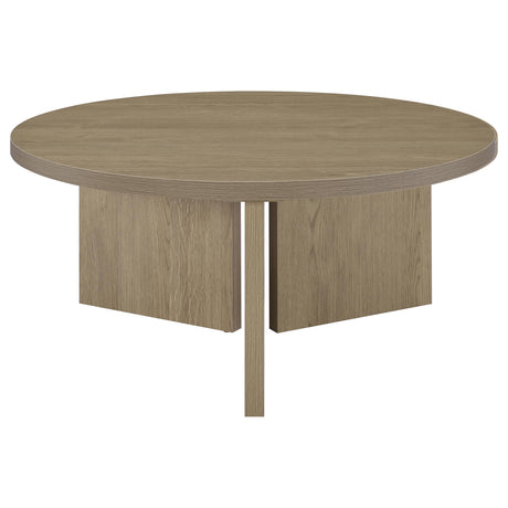 Aragon Latte 2-Piece Round Coffee and End Table Set from Coaster - Luna Furniture