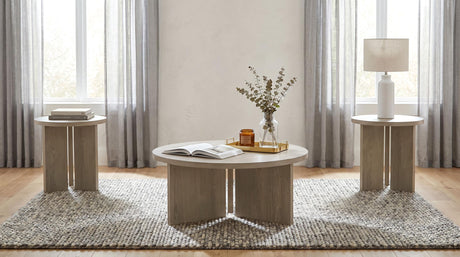 Aragon Latte 3-Piece Round Coffee and End Table Set from Coaster - Luna Furniture