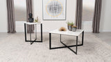 Tobin White Marble 2-Piece Marble Top Coffee and End Table Set from Coaster - Luna Furniture