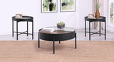 Ozella Sandy Black 3-Piece Round Coffee and End Table Set from Coaster - Luna Furniture