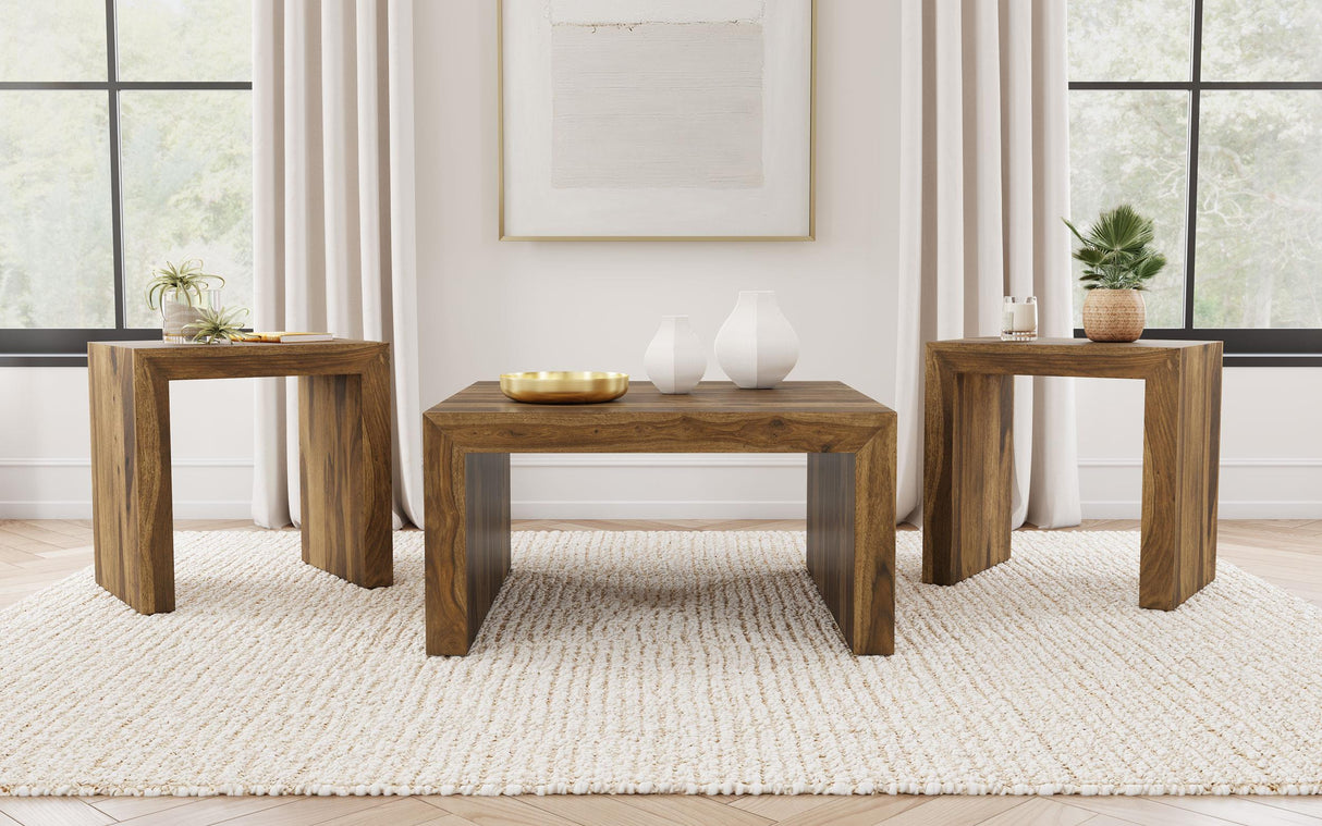 Odilia Auburn 3-Piece Solid Wood Coffee and End Table Set from Coaster - Luna Furniture