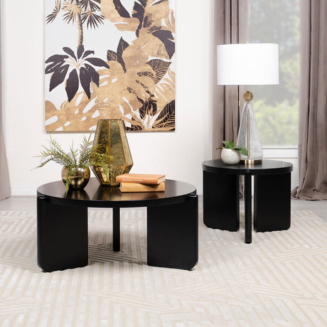 Cordova Black Round Solid Wood Coffee Table from Coaster - Luna Furniture