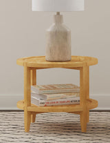 Camillo Maple Brown Round Solid Wood End Table with Shelf from Coaster - Luna Furniture
