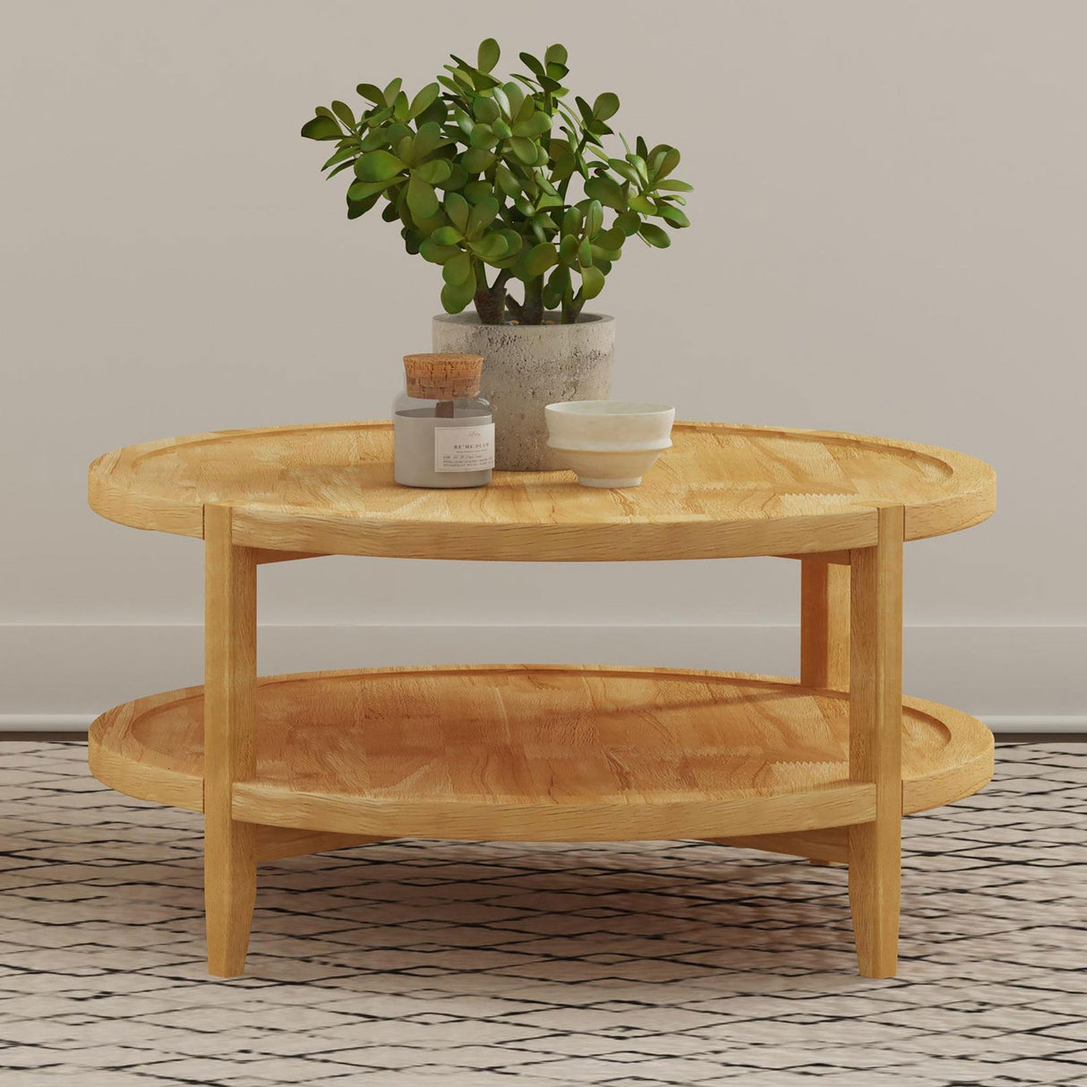 Camillo Maple Brown Round Solid Wood Coffee Table with Shelf from Coaster - Luna Furniture
