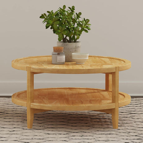 Camillo Maple Brown Round Solid Wood Coffee Table with Shelf from Coaster - Luna Furniture