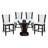 Daisy Espresso/Dark Brown 5-Piece 54" Glass-Top Round Counter Height Set from Homelegance - Luna Furniture