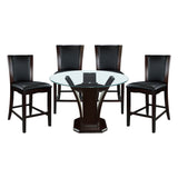 Daisy Espresso/White 5-Piece 54" Glass-Top Round Counter Height Set from Homelegance - Luna Furniture