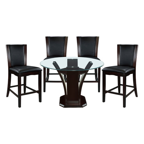 Daisy Espresso/White 5-Piece 54" Glass-Top Round Counter Height Set from Homelegance - Luna Furniture