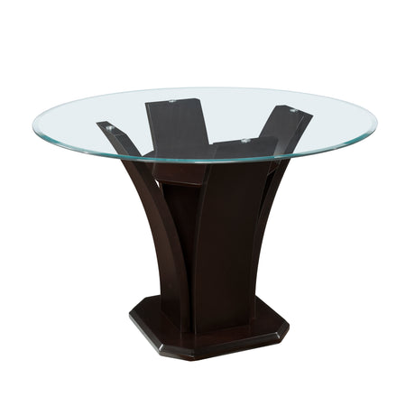 Daisy Espresso 54" Glass-Top Round Counter Height Table from Homelegance - Luna Furniture