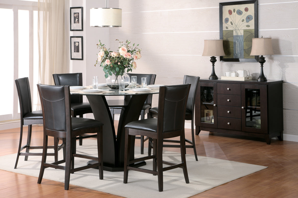 Daisy Espresso 54" Glass-Top Round Counter Height Table from Homelegance - Luna Furniture