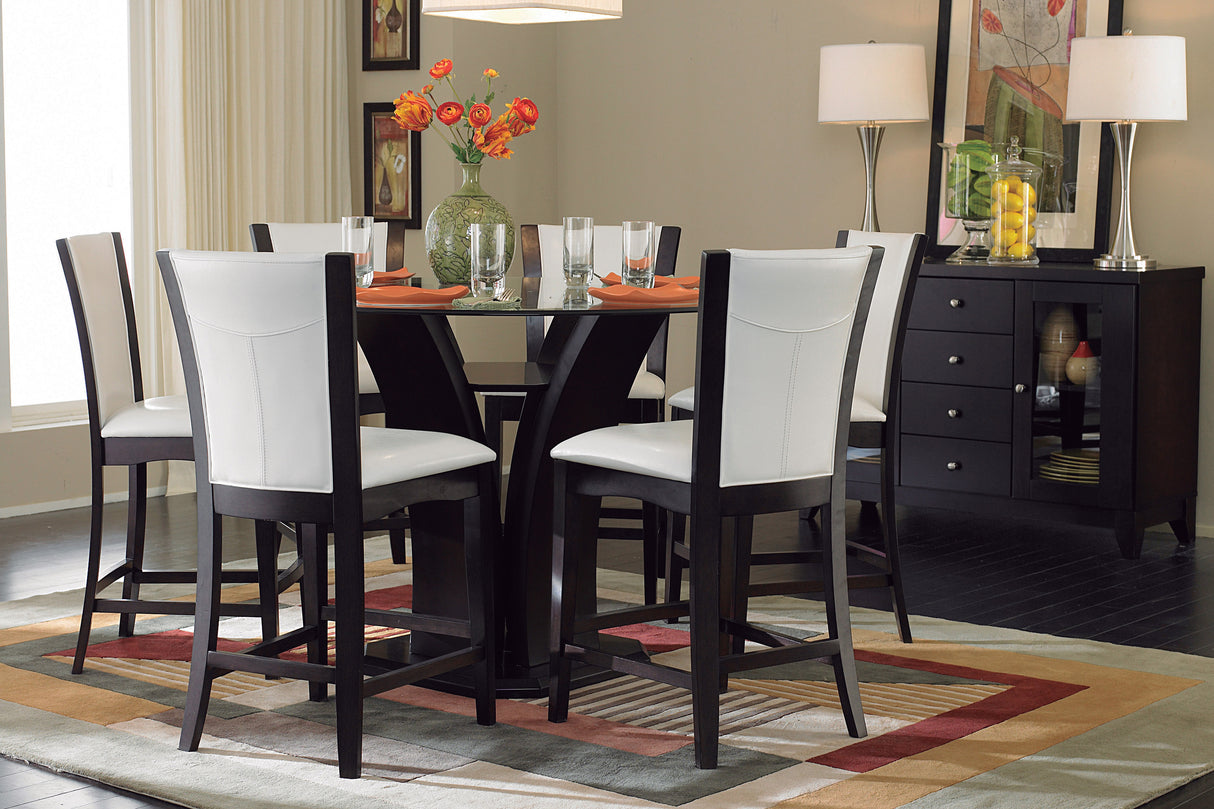 Daisy Espresso 54" Glass-Top Round Counter Height Table from Homelegance - Luna Furniture