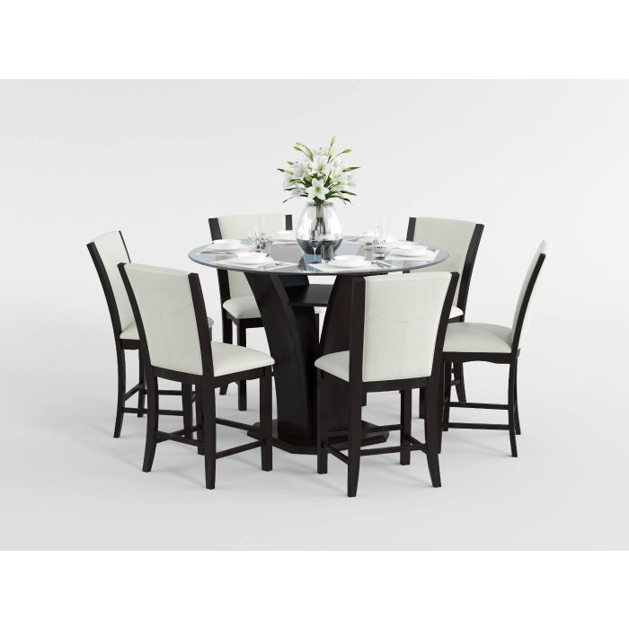 Daisy Espresso 48" Glass-Top Round Counter Height Table from Homelegance - Luna Furniture