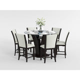 Daisy Espresso 48" Glass-Top Round Counter Height Table from Homelegance - Luna Furniture